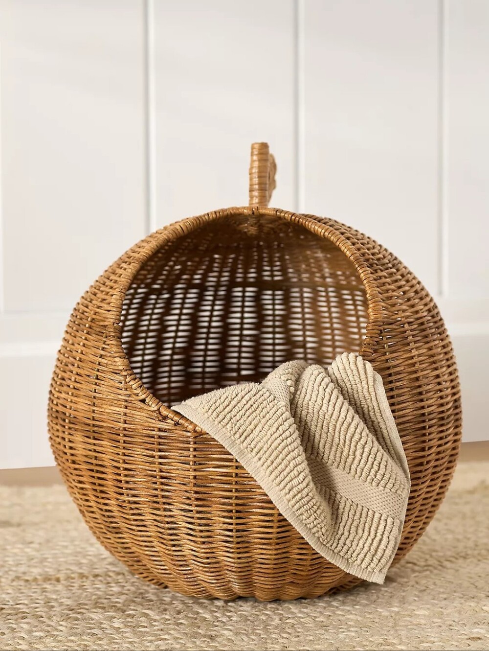 Anthropologie Apple Woven Wicker Basket